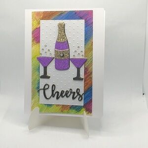 Cheers Celebration Card with Purple and Gold Accents